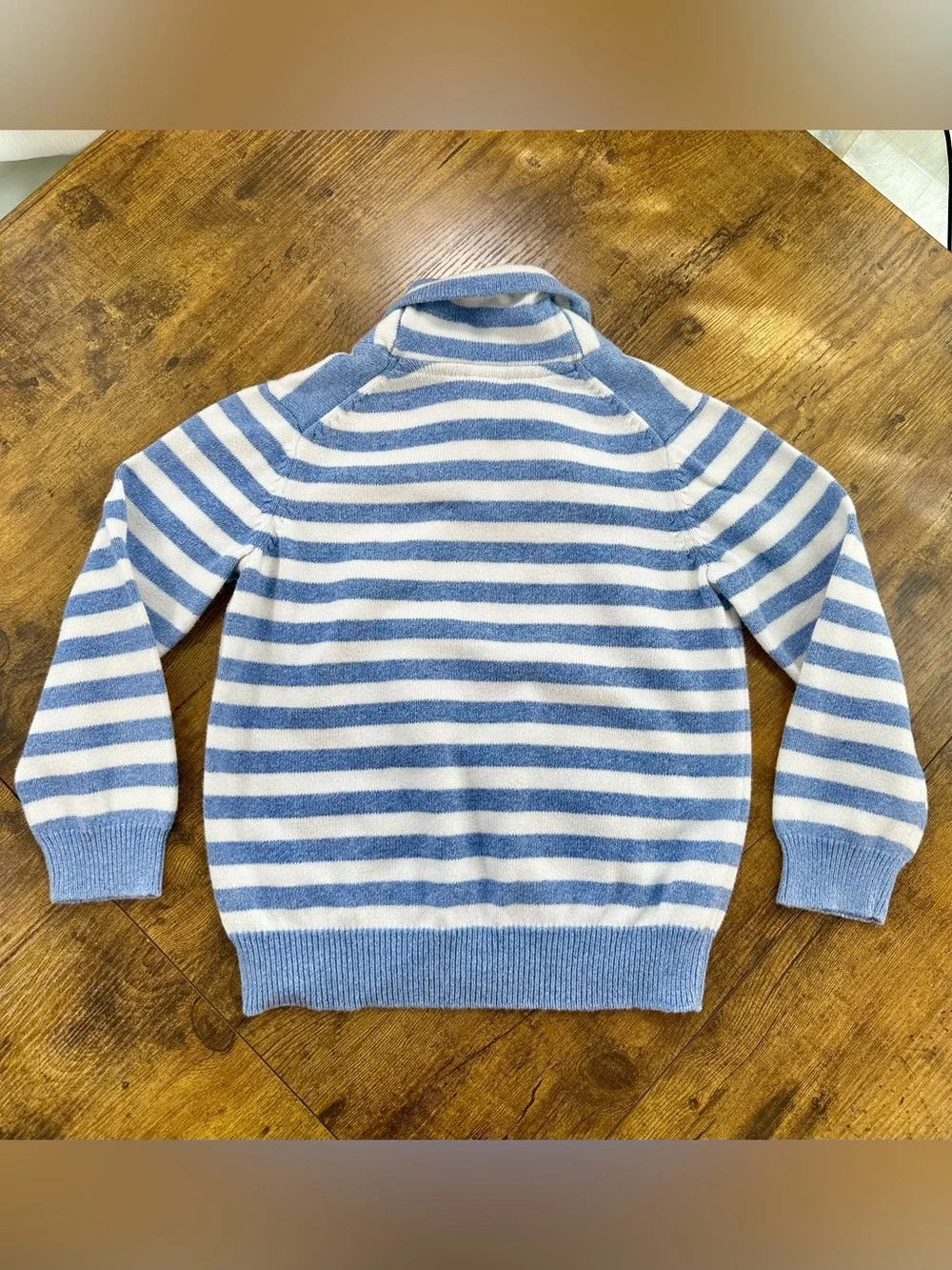 Janie and Jack Sky Stripe Shawl Collar Pullover Sweater, 4T - Picture 5 of 12